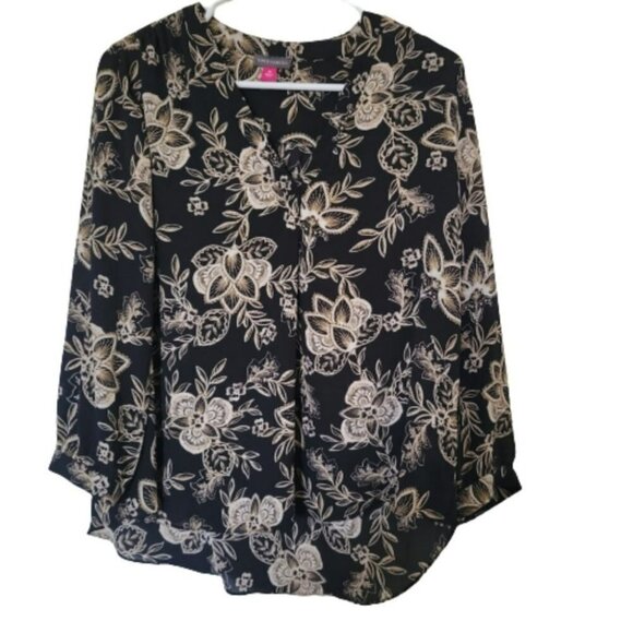 Vince  Camuto NWY chiffon tunic blouse long sleeve  V neck, - Picture 1 of 6